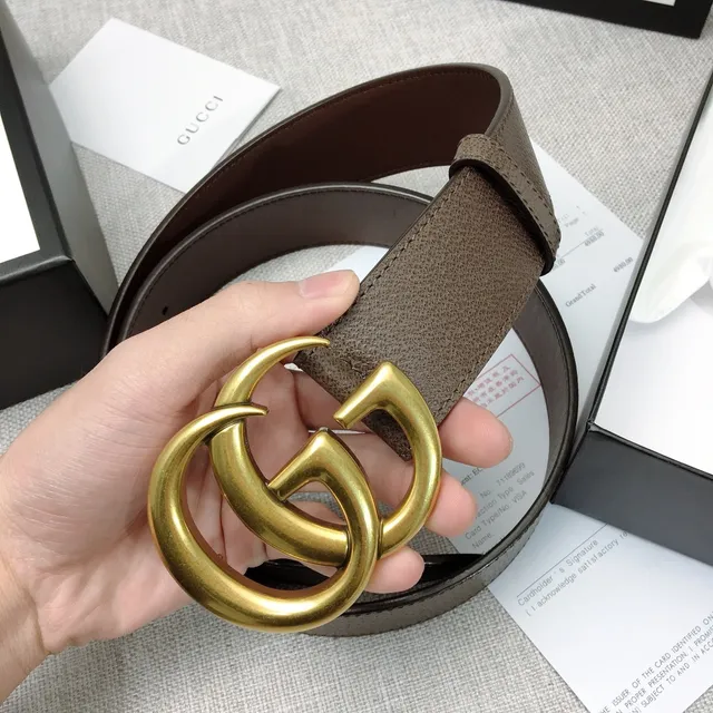 Gucci Double G Belt Brown Gold Interlocking Buckle Textured Leather Belt 9
