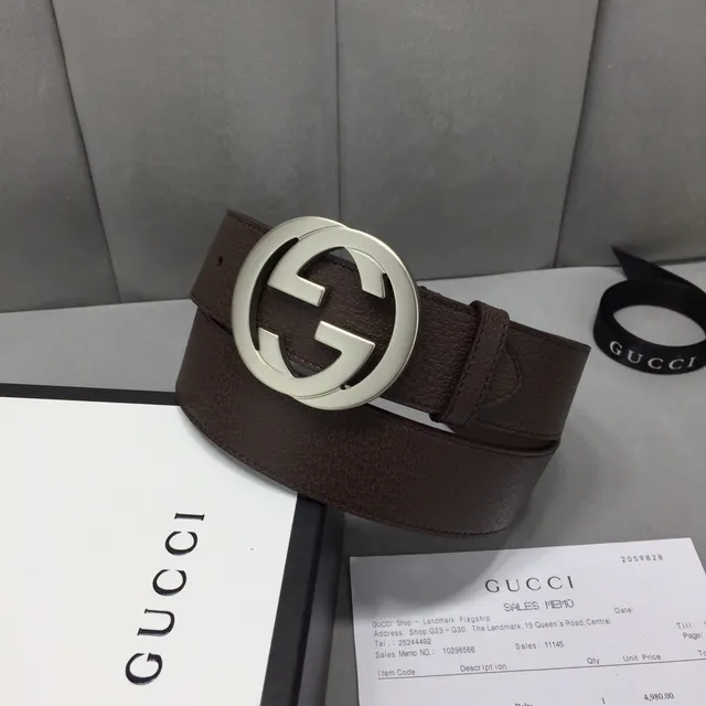 Gucci Double G Belt Brown Leather Silver-Tone Buckle Leather Belt 2