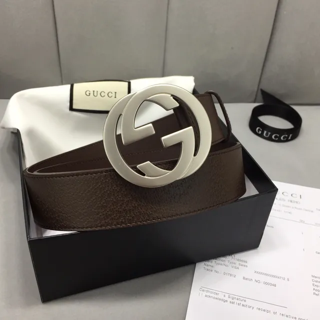 Gucci Double G Belt Brown Leather Silver-Tone Buckle Leather Belt 5