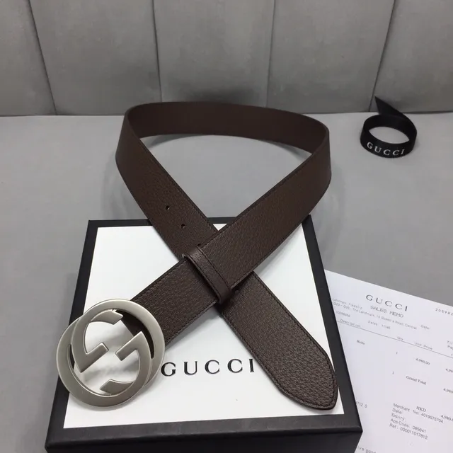 Gucci Double G Belt Brown Leather Silver-Tone Buckle Leather Belt 6
