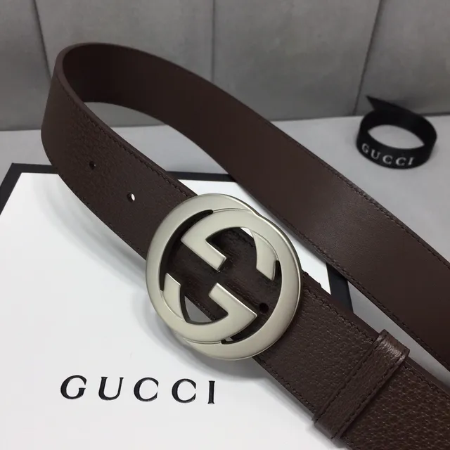 Gucci Double G Belt Brown Leather Silver-Tone Buckle Leather Belt 9