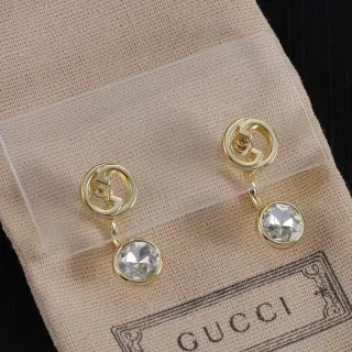 Gucci Double G Crystal Drop Earrings