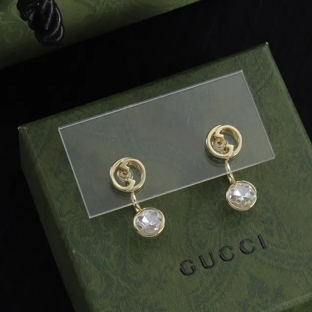 Gucci Double G Crystal Drop Earrings 3