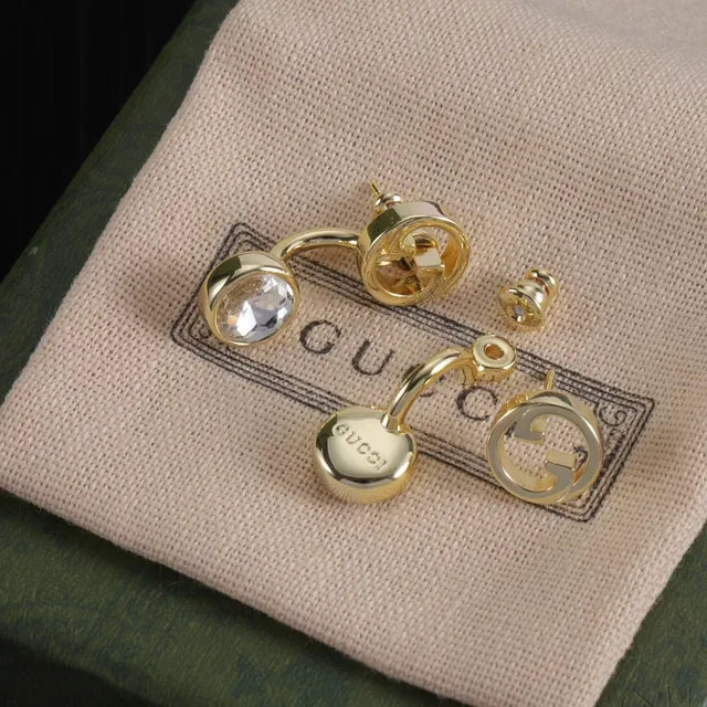 Gucci Double G Crystal Drop Earrings 4