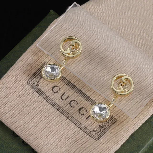 Gucci Double G Crystal Drop Earrings 6