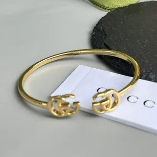 Gucci Double G Gold-Tone Open Bangle Bracelet