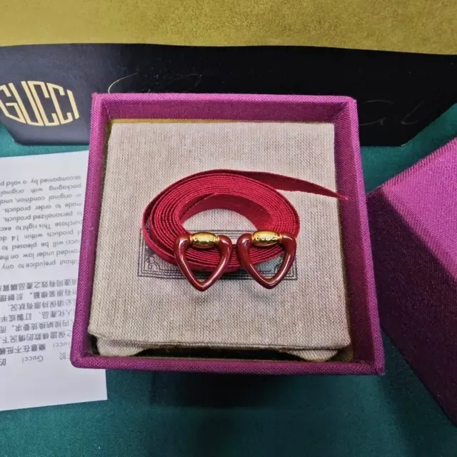 Gucci Double G Heart Red Gold Enamel-Coated Earrings 3