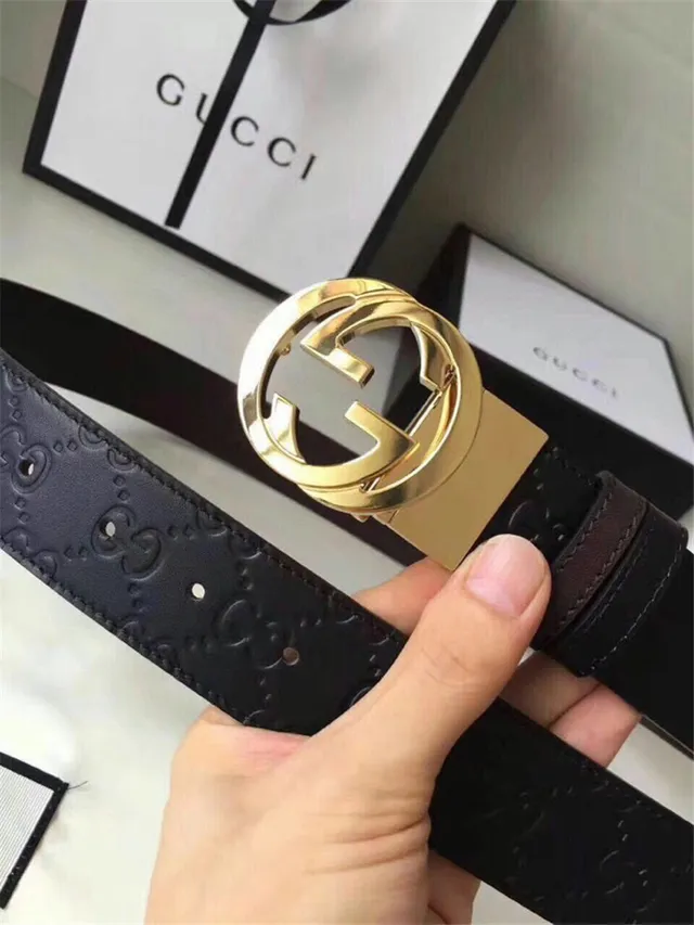 Gucci Double G Interlocking Buckle Black Leather Belt 2
