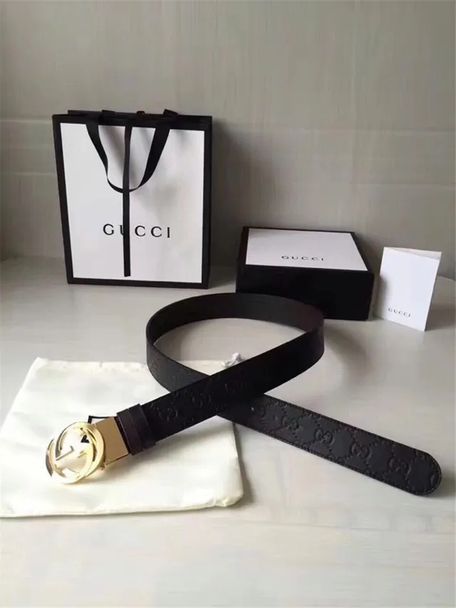 Gucci Double G Interlocking Buckle Black Leather Belt 3