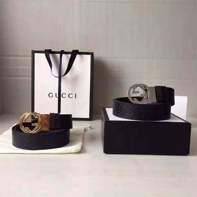 Gucci Double G Interlocking Buckle Black Leather Belt 4