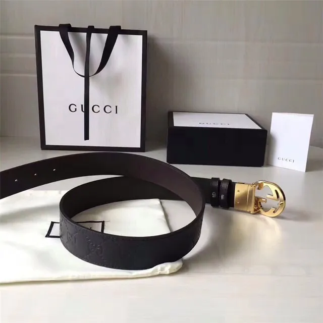 Gucci Double G Interlocking Buckle Black Leather Belt 5