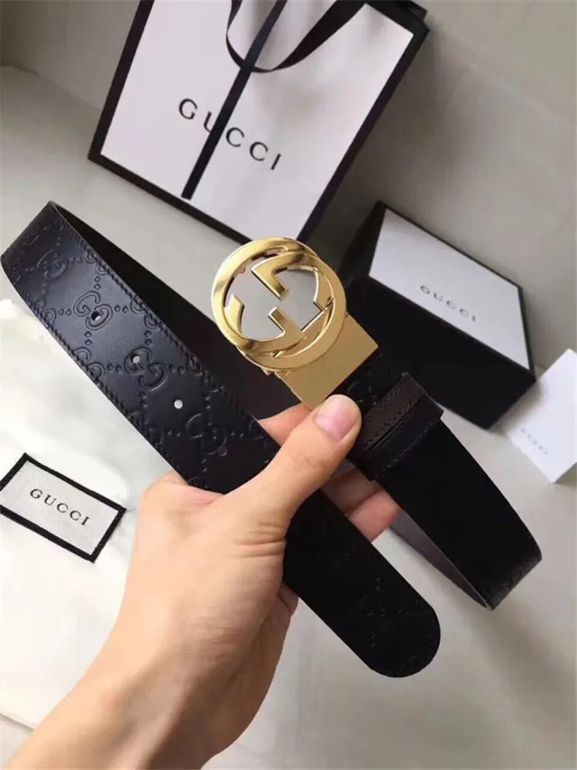 Gucci Double G Interlocking Buckle Black Leather Belt 8