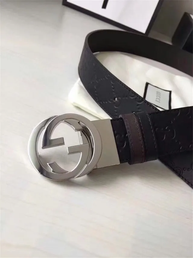 Gucci Double G Interlocking Buckle Black Leather Belt 13
