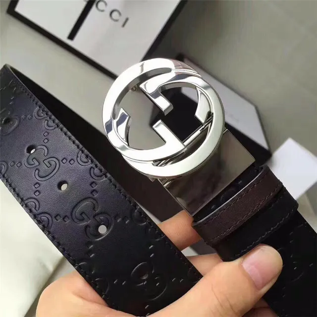 Gucci Double G Interlocking Buckle Black Leather Belt 15