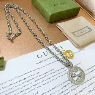 Gucci Double G Pendant Necklace Silver and Gold Tone Necklaces