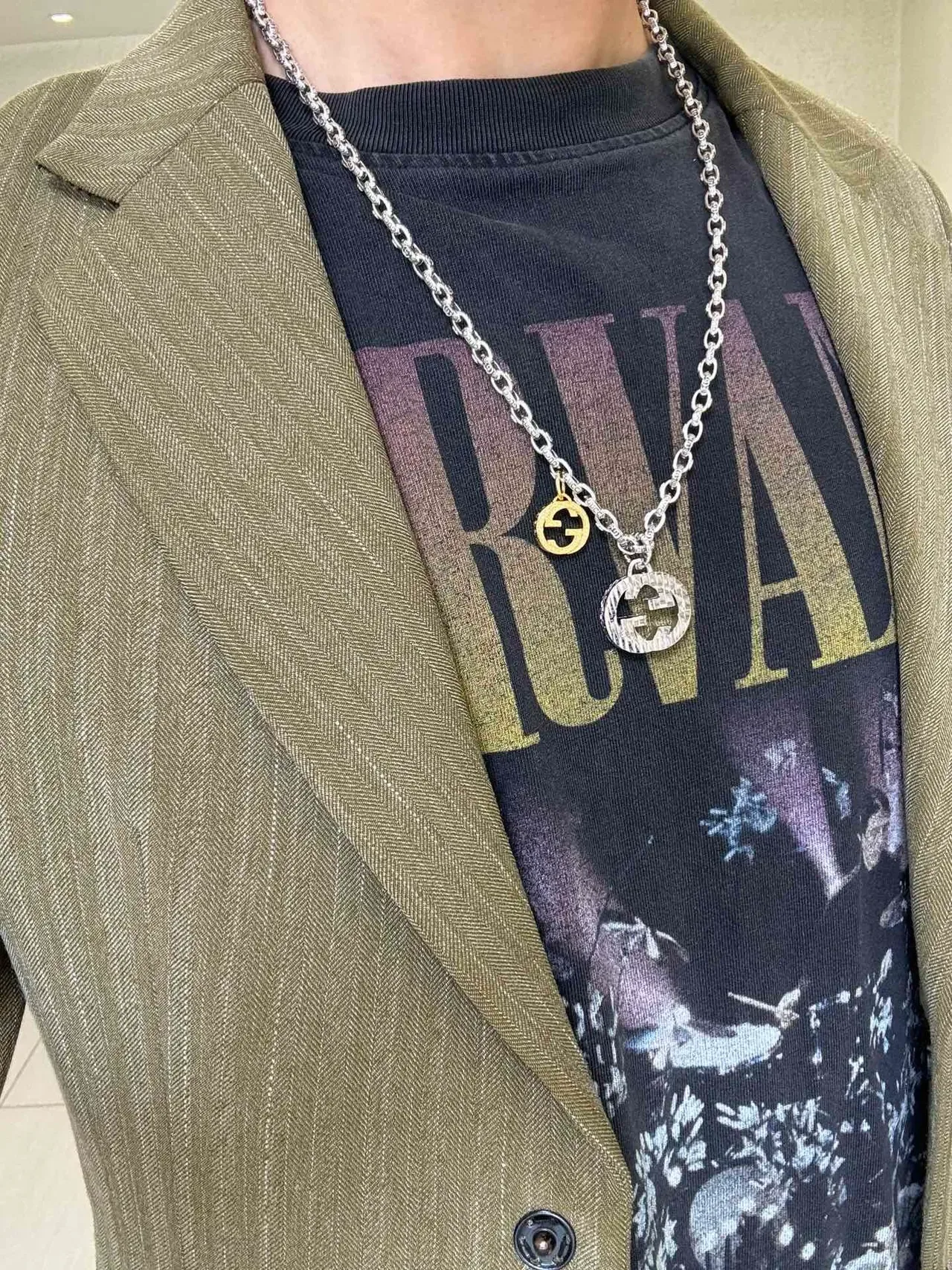 Gucci Double G Pendant Necklace Silver and Gold Tone Necklaces 7