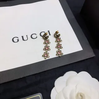 Gucci Flora Triple Flower Pink Crystal Earrings