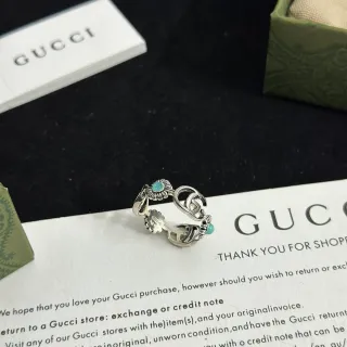 Gucci Floral Interlocking G Turquoise Ring