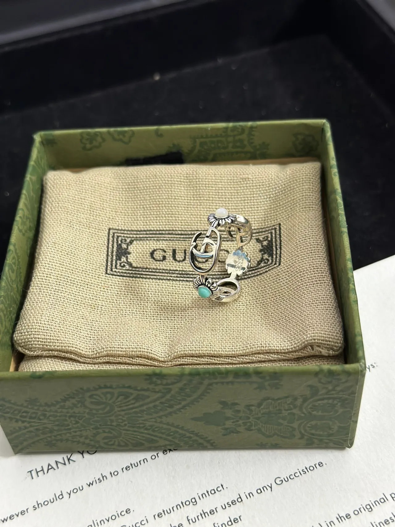Gucci Floral Interlocking G Turquoise Ring 2