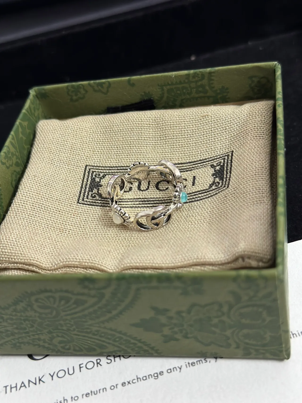 Gucci Floral Interlocking G Turquoise Ring 6