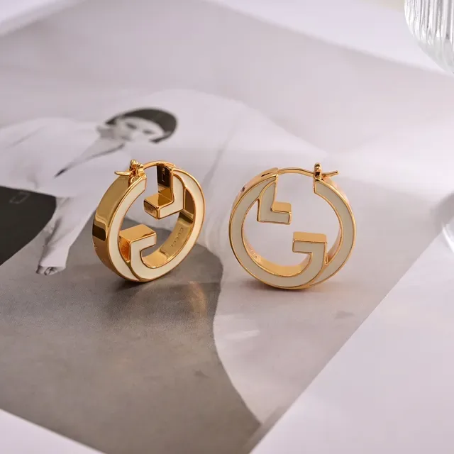 Gucci GG Hoop Gold Pink Circular Enamel-Filled Earrings 2