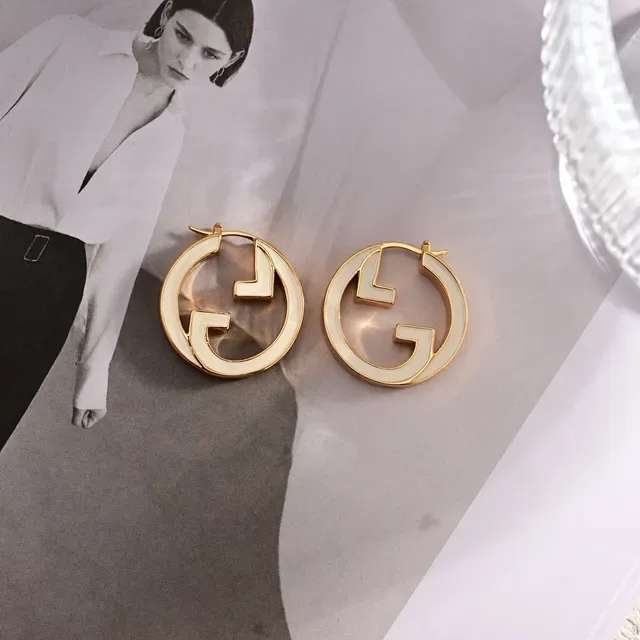 Gucci GG Hoop Gold Pink Circular Enamel-Filled Earrings 4