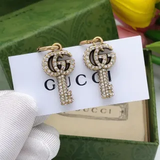 Gucci GG Key Crystal-Pavé Gold-Tone Earrings