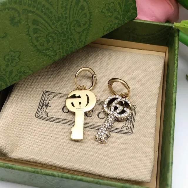 Gucci GG Key Crystal-Pavé Gold-Tone Earrings 3