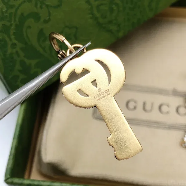Gucci GG Key Crystal-Pavé Gold-Tone Earrings 4