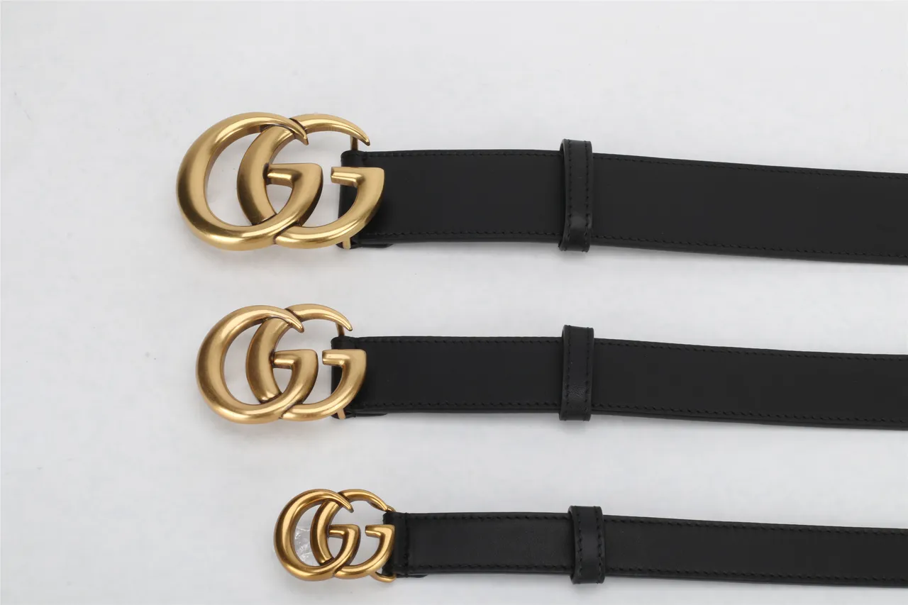 Gucci GG Marmont ceinture en cuir noire dorée monogramme embossé boucle double G 13