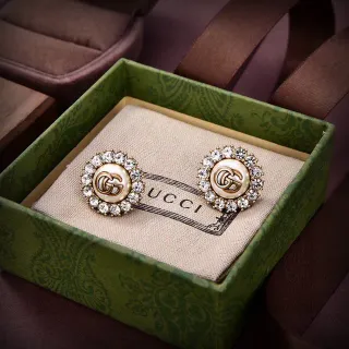 Gucci GG Marmont Crystal Halo Pearl Stud Earrings