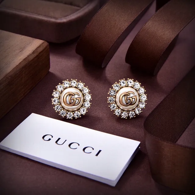 Gucci GG Marmont Crystal Halo Pearl Stud Earrings 2