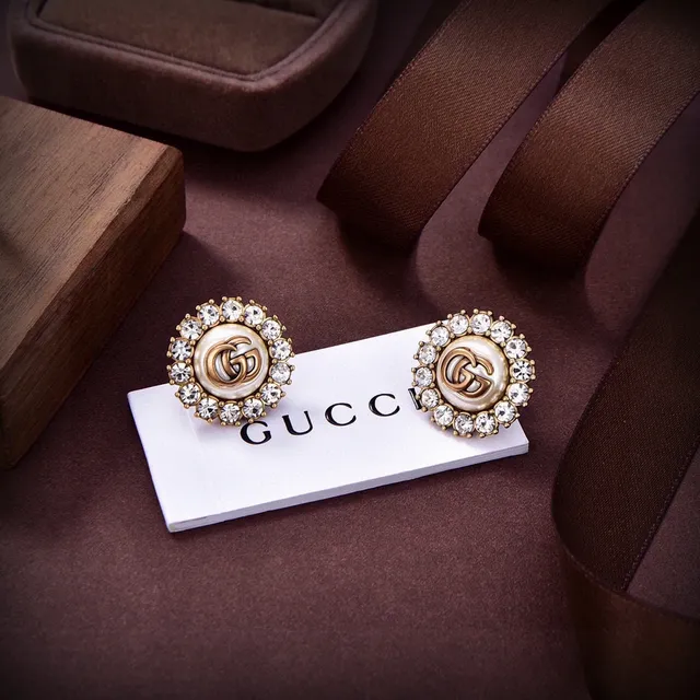 Gucci GG Marmont Crystal Halo Pearl Stud Earrings 3