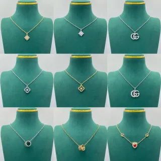 Gucci GG Marmont Crystal-Pavé Interlocking G Pendant Necklace