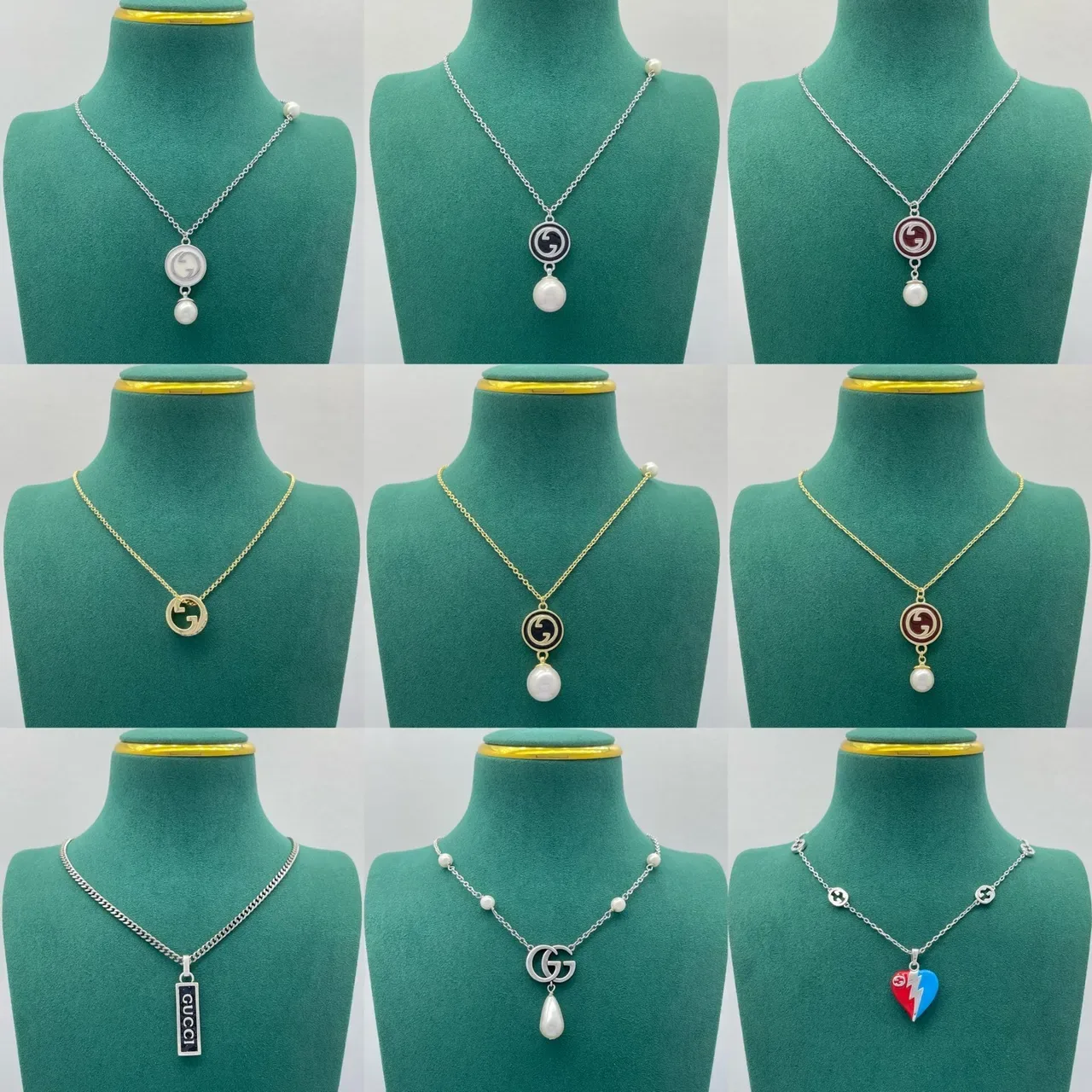 Gucci GG Marmont Crystal-Pavé Interlocking G Pendant Necklace 10