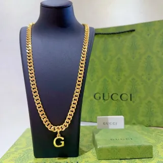 Gucci GG Marmont Gold Black Curb-Link Chain Metal Necklace