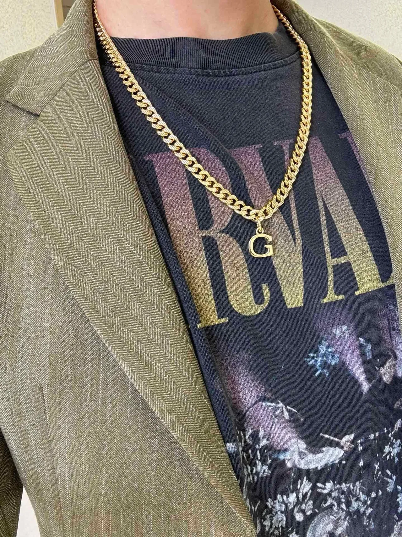 Gucci GG Marmont Gold Black Curb-Link Chain Metal Necklace 3