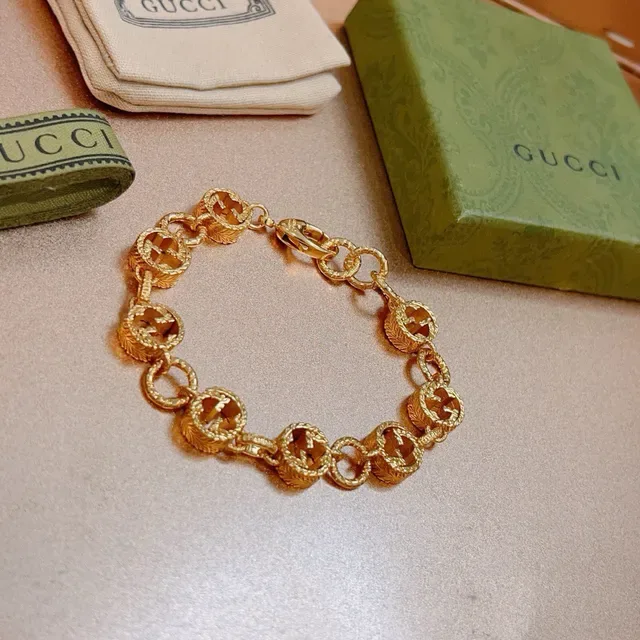 Gucci GG Marmont Gold Green Interlocking G Motif Bracelet 7