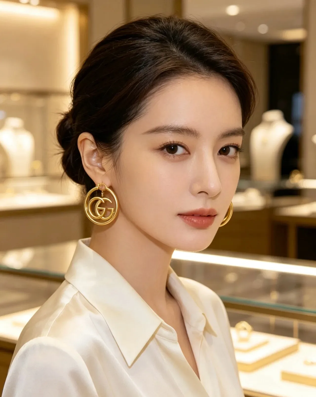 Gucci GG Marmont Gold Matte Interlocking Logo Earrings 5