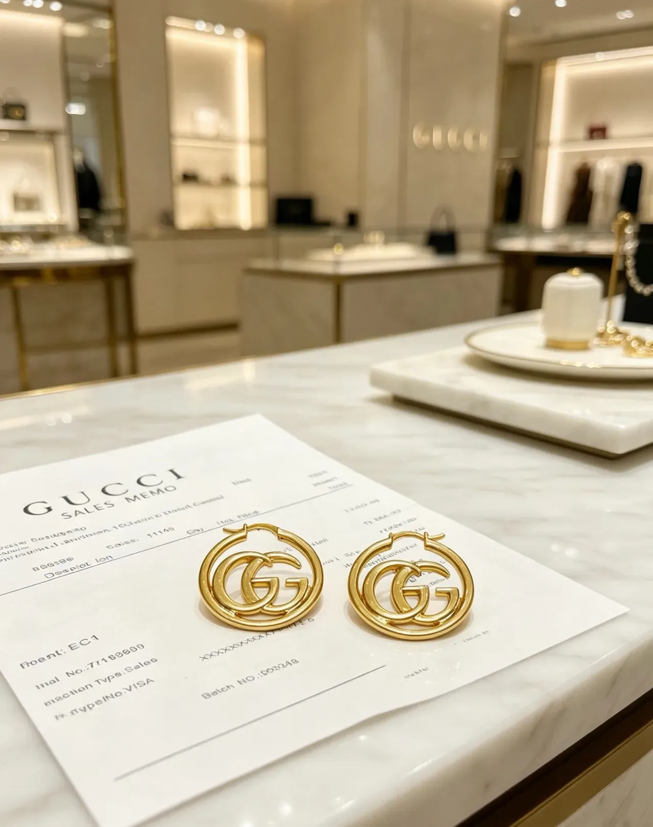 Gucci GG Marmont Gold Matte Interlocking Logo Earrings 6
