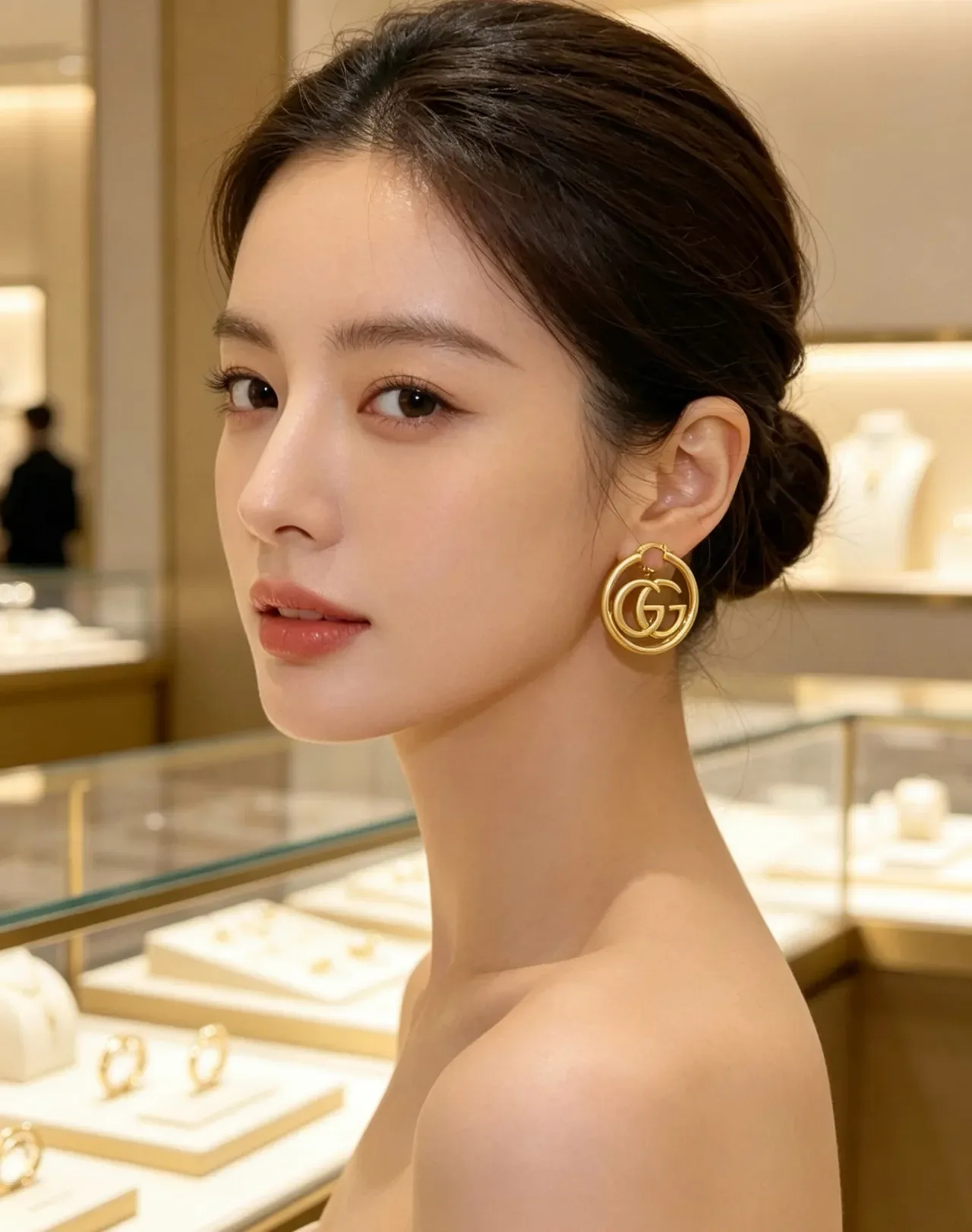Gucci GG Marmont Gold Matte Interlocking Logo Earrings 8