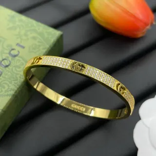 Gucci GG Marmont Gold Silver Pavé Crystal-Encrusted Bracelet