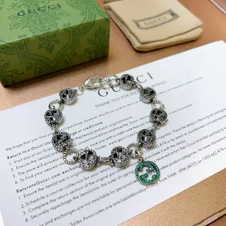 Gucci GG Marmont Pulseira de Cristal Verde Interlocking G