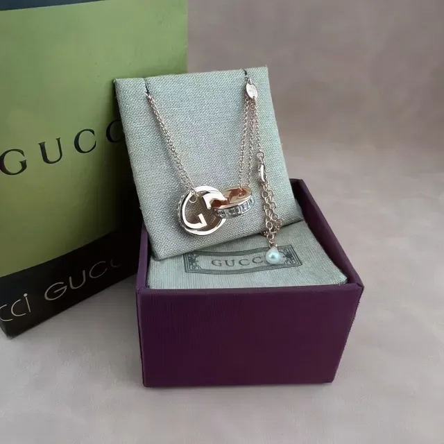 Gucci GG Marmont Interlocking Double G Pavé Necklace 3