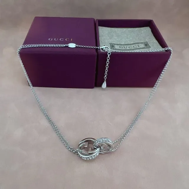 Gucci GG Marmont Interlocking Double G Pavé Necklace 6
