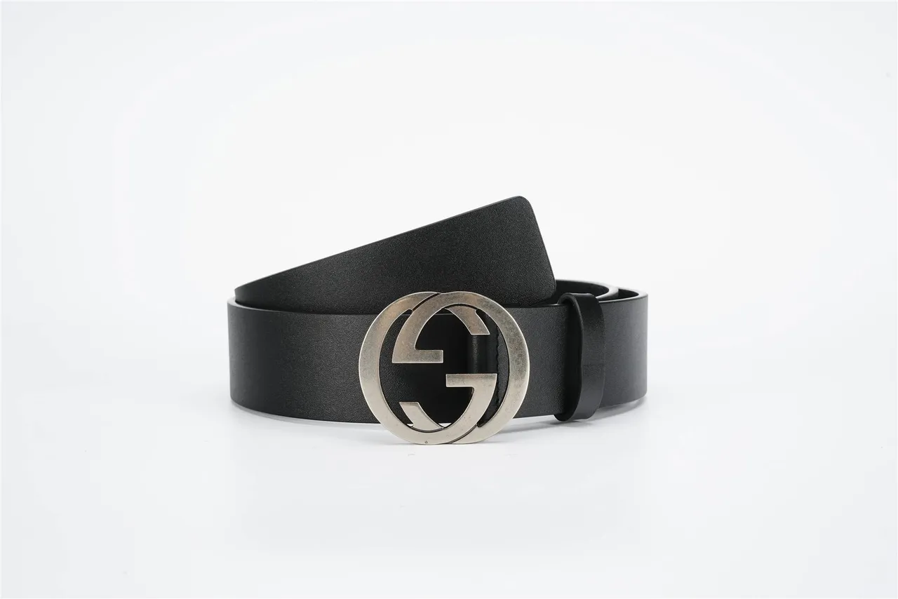 Gucci GG Marmont Interlocking G 黑色皮革腰带 4