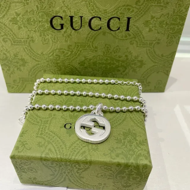 Gucci GG Marmont Interlocking G Logo Circular Pendant Necklace 2
