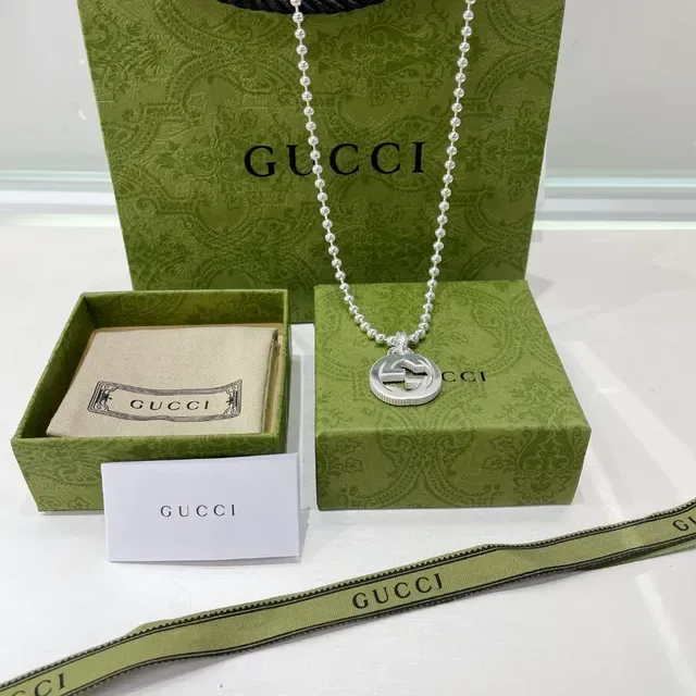 Gucci GG Marmont Interlocking G Logo Circular Pendant Necklace 3