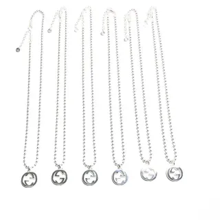 Gucci GG Marmont Interlocking G Logo Silver Ball Chain Necklace