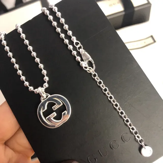 Gucci GG Marmont Interlocking G Logo Silver Ball Chain Necklace 6